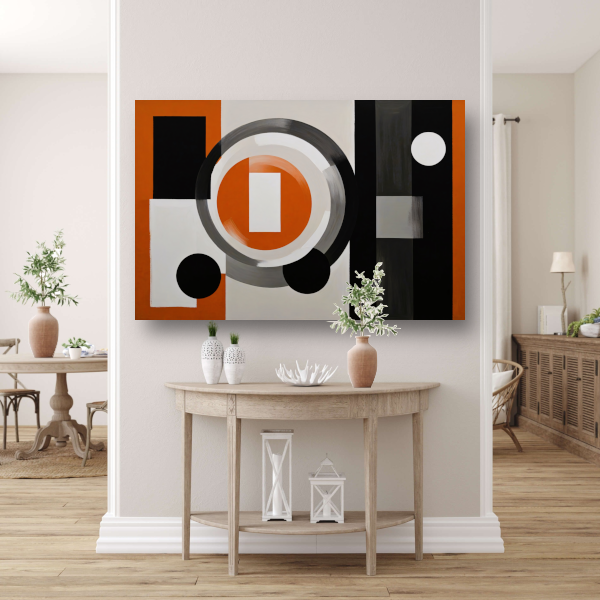 Minimalistische Harmonie in Oranje en Grijs poster