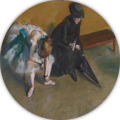 Wachten - Edgar Degas aluminium muurcirkel