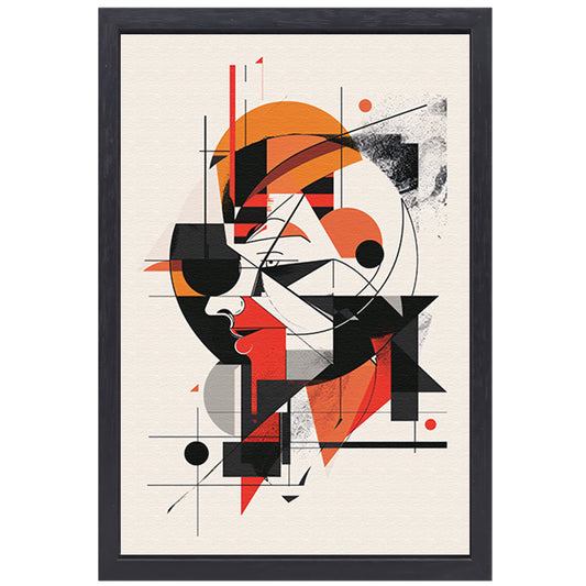 Abstract portret van vrouw in geometrische vormen canvas met baklijst