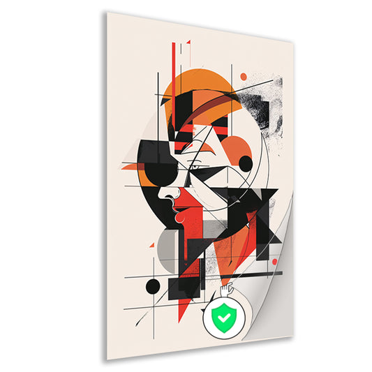 Abstract portret van vrouw in geometrische vormen poster