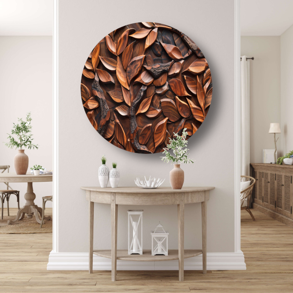 Houten Boomreliëf Minimalistisch aluminium muurcirkel