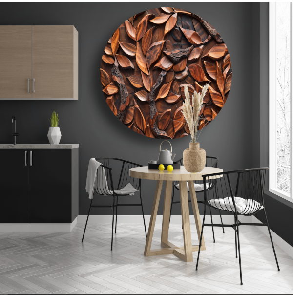 Houten Boomreliëf Minimalistisch aluminium muurcirkel