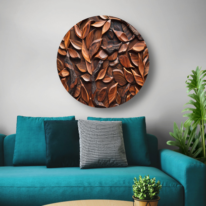 Houten Boomreliëf Minimalistisch aluminium muurcirkel