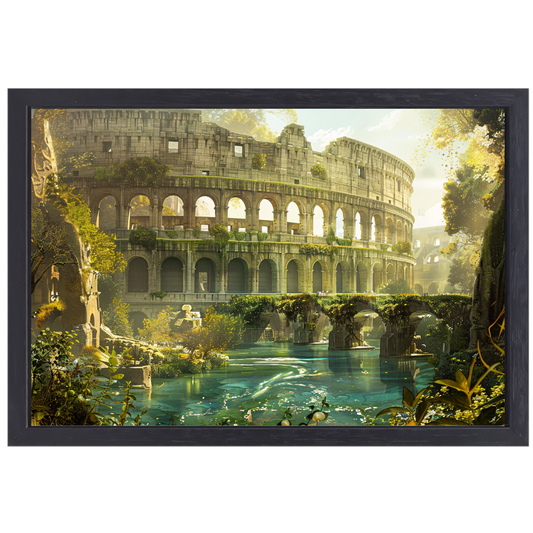Colosseum weerspiegeld in water canvas met baklijst