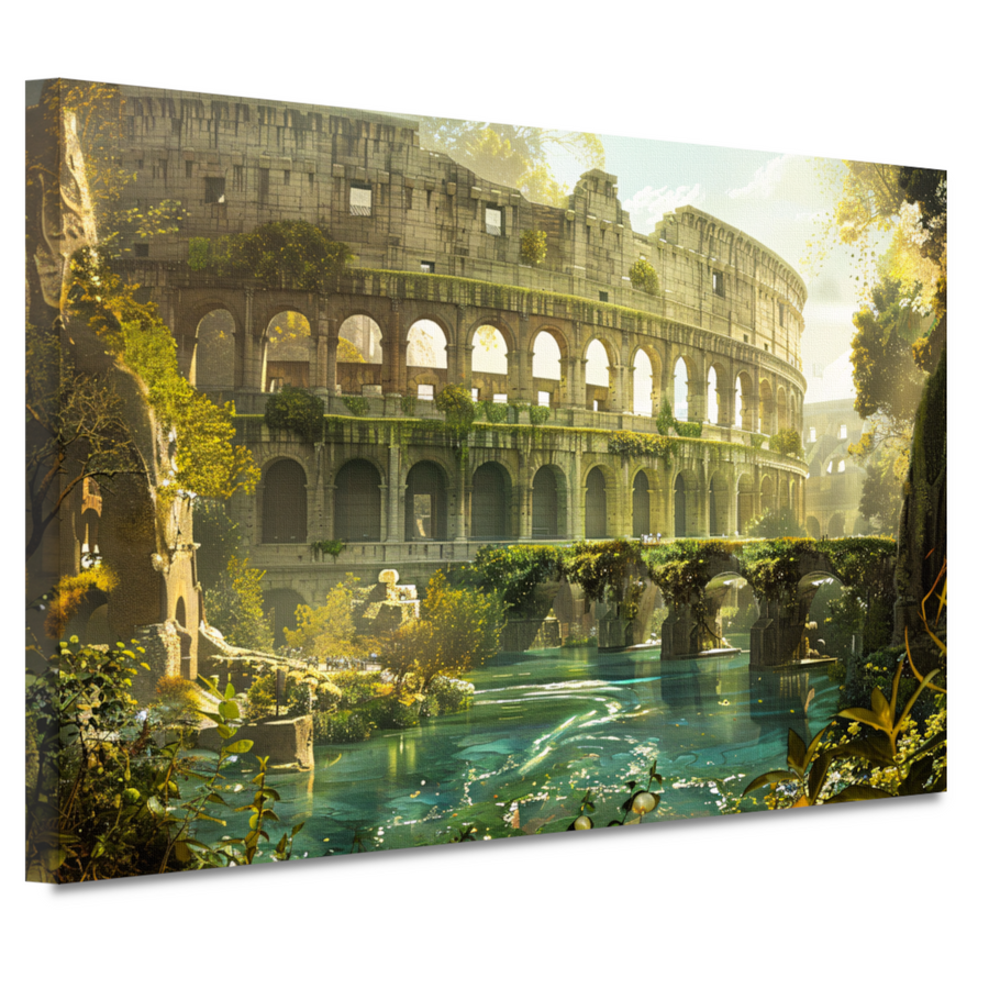 Colosseum weerspiegeld in water canvas
