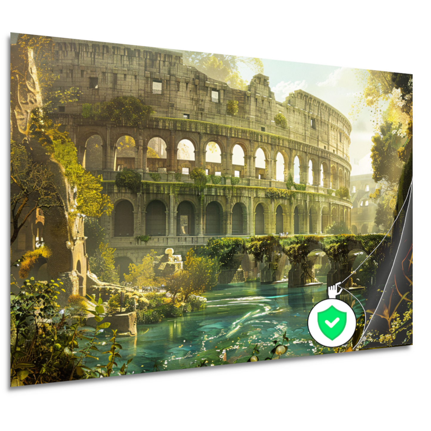 Colosseum weerspiegeld in water poster
