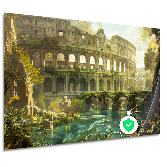 Colosseum weerspiegeld in water poster