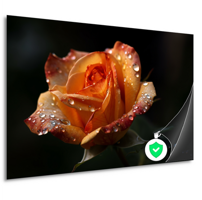 Roos met waterdruppels in close-up poster