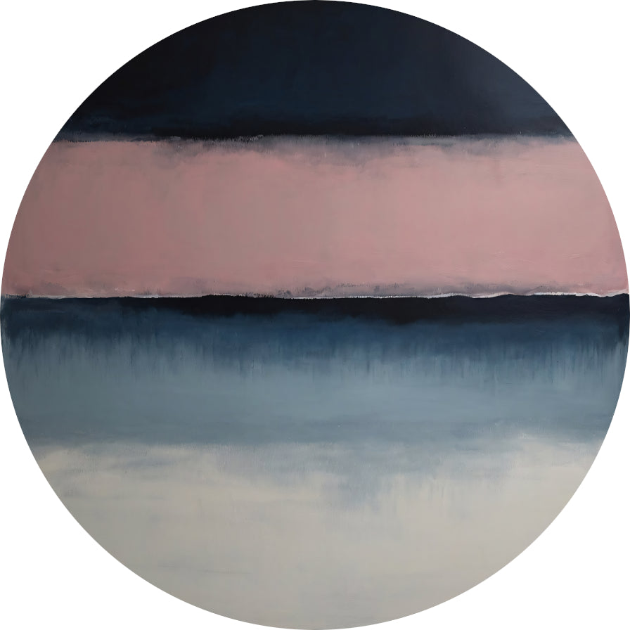 Horizontale Sereniteit in Roze en Blauw aluminium muurcirkel