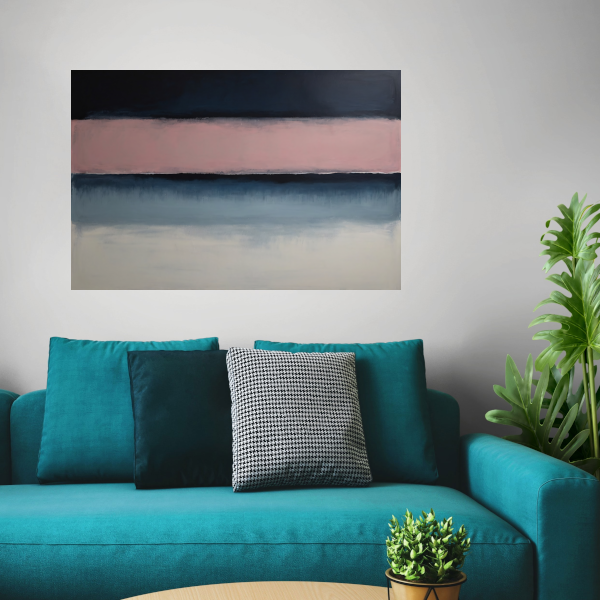 Horizontale Sereniteit in Roze en Blauw canvas met baklijst