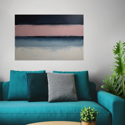 Horizontale Sereniteit in Roze en Blauw canvas met baklijst
