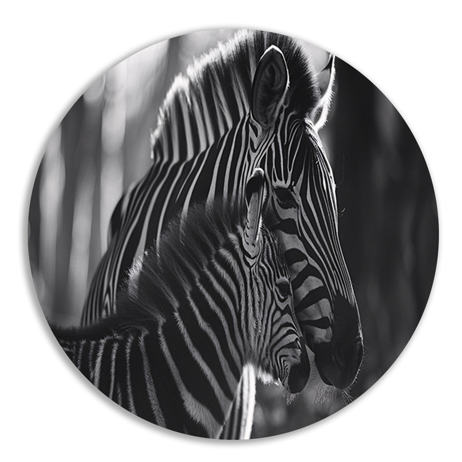 Intiem moment tussen zebra moeder en jong forex muurcirkel