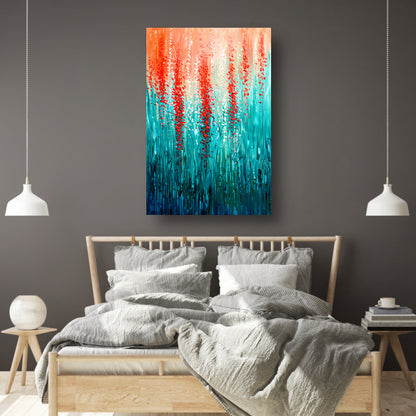 Abstracte bloemen in levendige kleuren canvas met baklijst