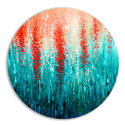 Abstracte bloemen in levendige kleuren aluminium muurcirkel