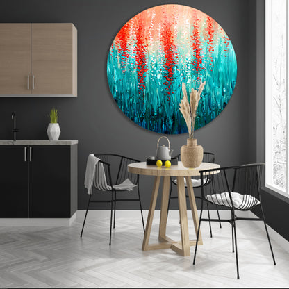 Abstracte bloemen in levendige kleuren aluminium muurcirkel