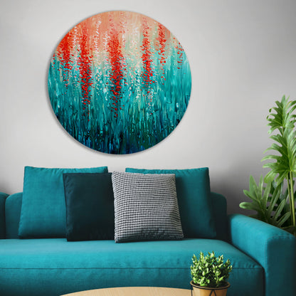 Abstracte bloemen in levendige kleuren forex muurcirkel