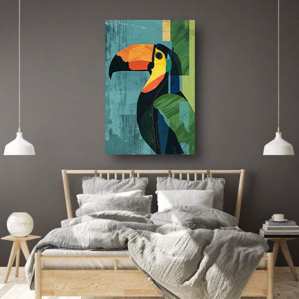 Abstracte Toekan in Levendige Kleuren poster