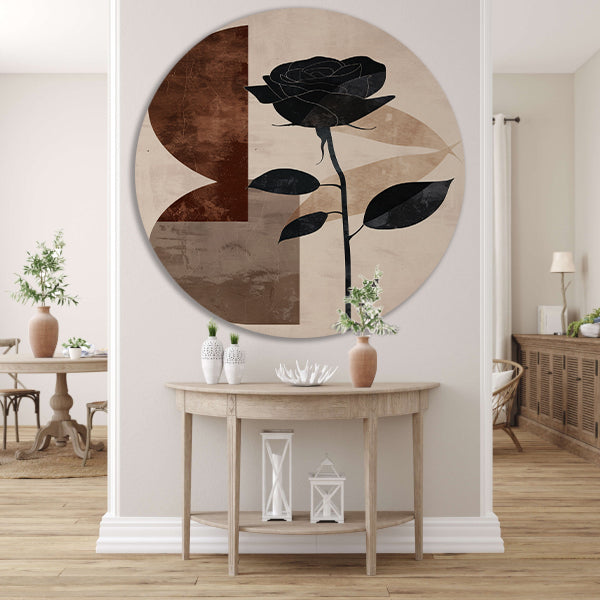 Sepia Roos met Art Deco Invloeden forex muurcirkel