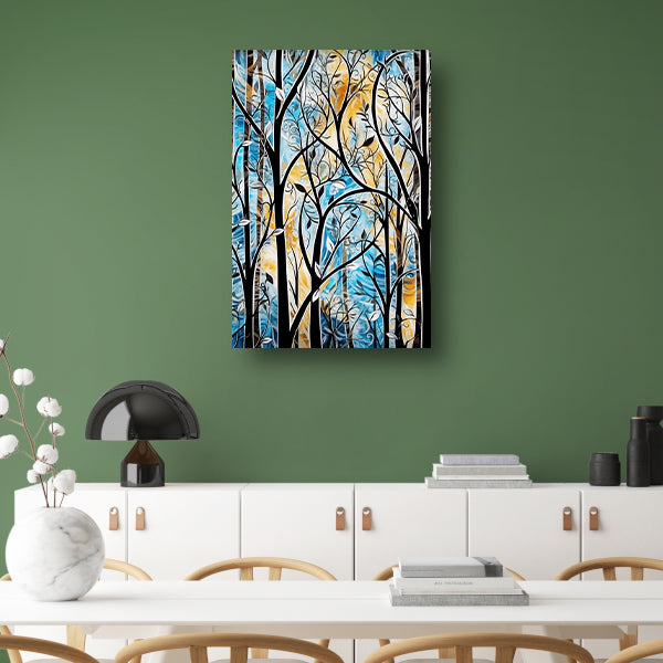 Kleurrijke Abstracte Natuur in Art Deco Stijl poster