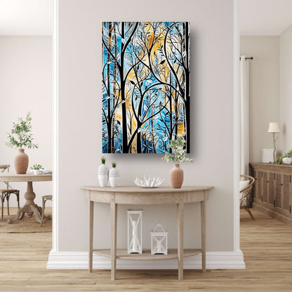 Kleurrijke Abstracte Natuur in Art Deco Stijl poster