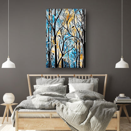 Kleurrijke Abstracte Natuur in Art Deco Stijl canvas