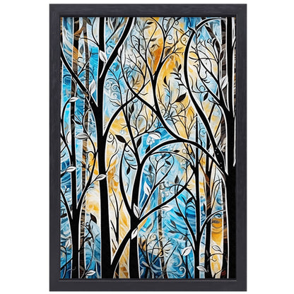 Kleurrijke Abstracte Natuur in Art Deco Stijl canvas met baklijst