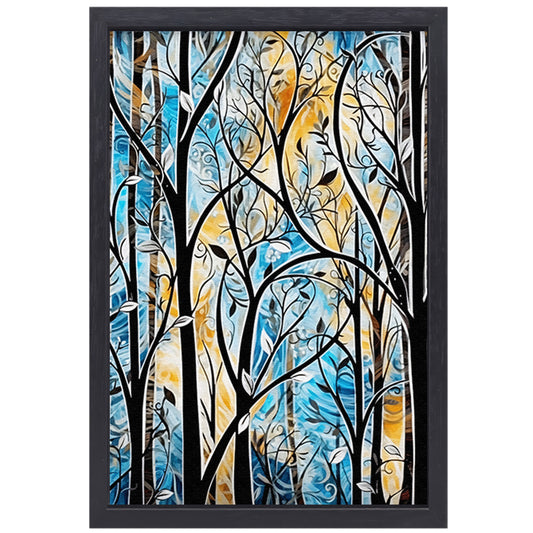 Kleurrijke Abstracte Natuur in Art Deco Stijl canvas met baklijst