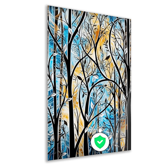 Kleurrijke Abstracte Natuur in Art Deco Stijl poster