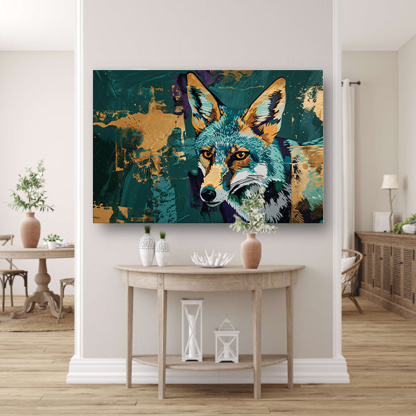 Abstracte schilderij van een vos in kleur poster