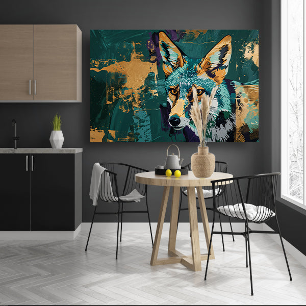 Abstracte schilderij van een vos in kleur poster