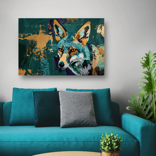Abstracte schilderij van een vos in kleur poster