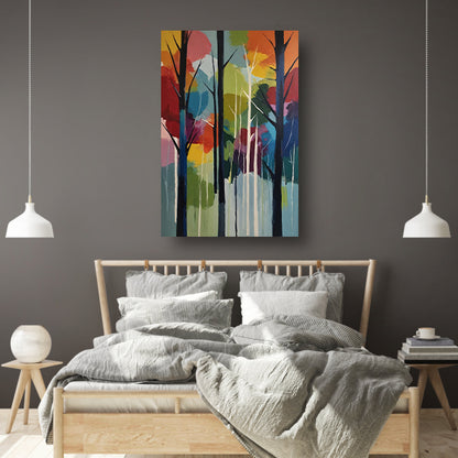 Bosgezicht in Abstracte Kleurenpracht canvas
