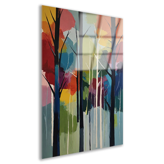 Bosgezicht in Abstracte Kleurenpracht Acrylglas