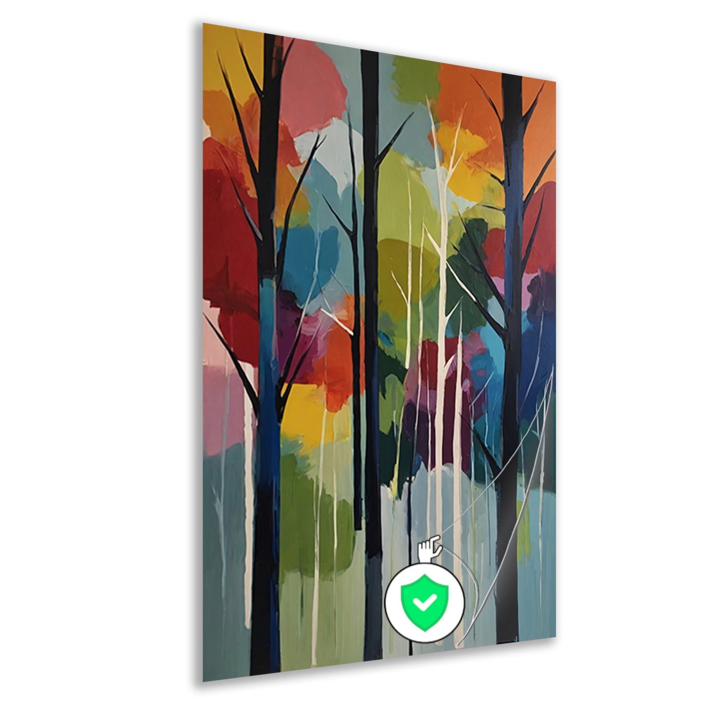 Bosgezicht in Abstracte Kleurenpracht poster