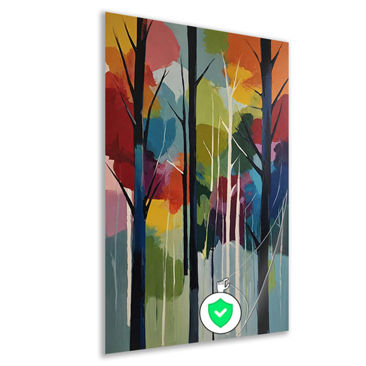 Bosgezicht in Abstracte Kleurenpracht poster