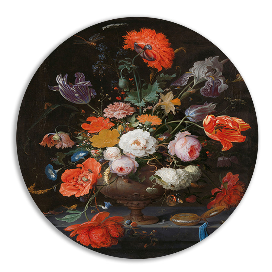 Stilleven met bloemen en een horloge - Abraham Mignon forex muurcirkel