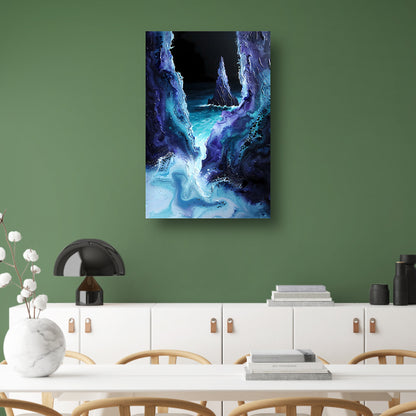 Abstract zeelandschap met zeilboot in kleuren canvas