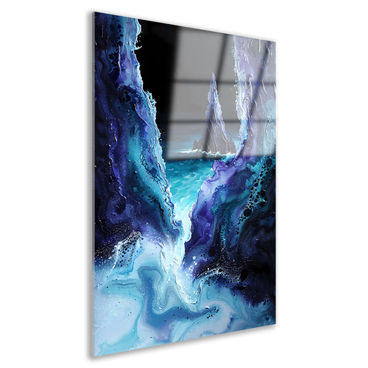 Abstract zeelandschap met zeilboot in kleuren acrylglas