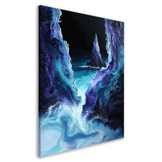 Abstract zeelandschap met zeilboot in kleuren canvas