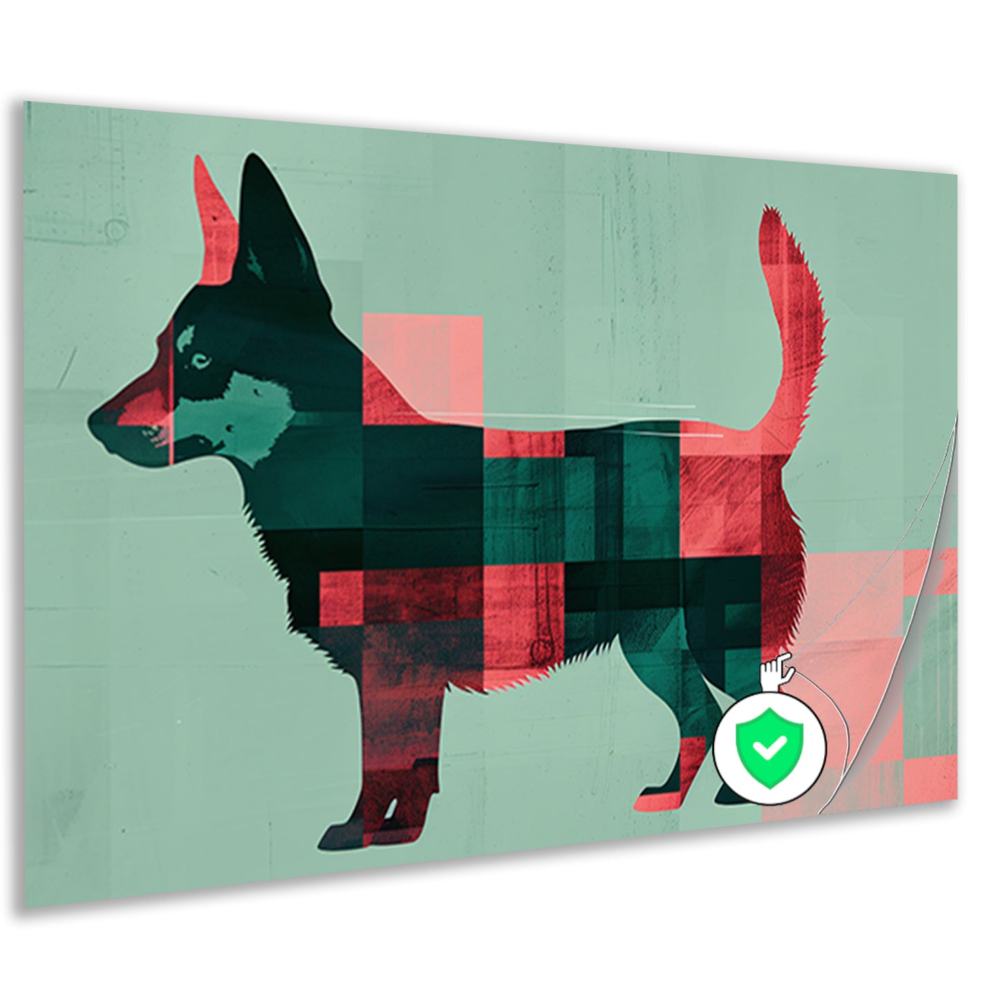 Abstracte kleurrijke hond in geometrische vlakken poster