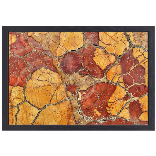 Herfstbladeren met Gebarsten Tetuur canvas met baklijst