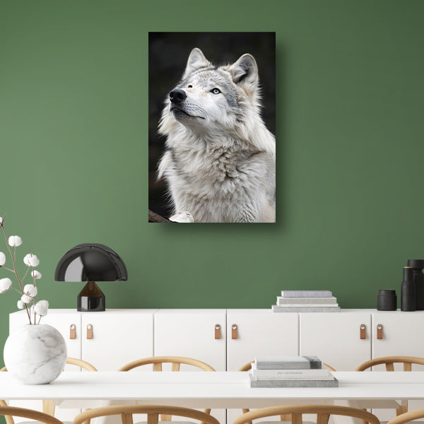 Portret van een Witte Wolf in Zwart-Wit poster
