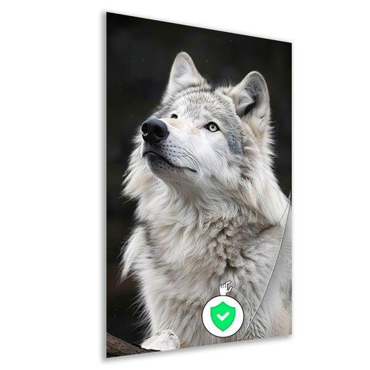 Portret van een Witte Wolf in Zwart-Wit poster