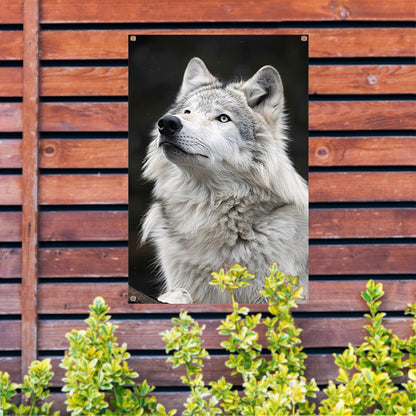 Portret van een Witte Wolf in Zwart-Wit tuinposter