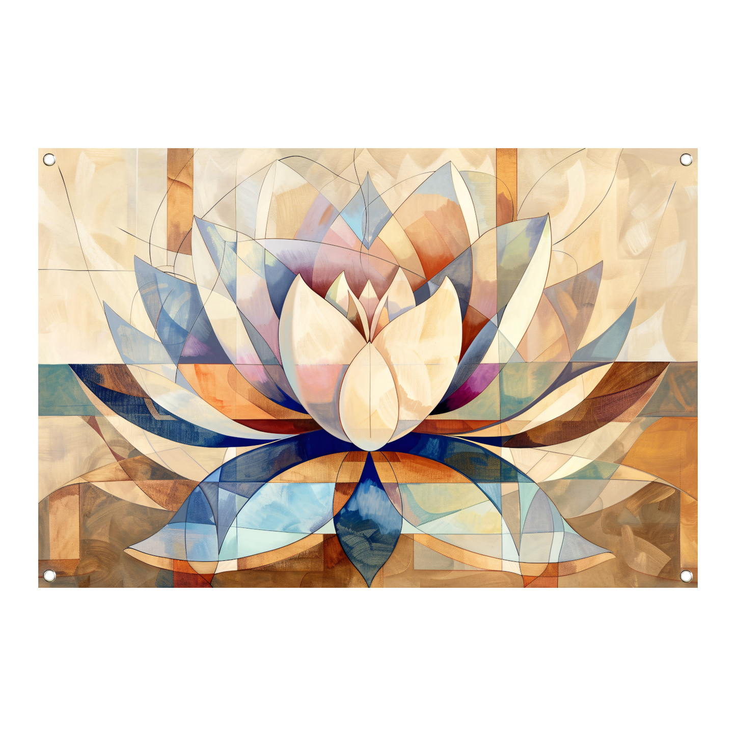 Abstracte Geometrische Lotus in Kleur tuinposter