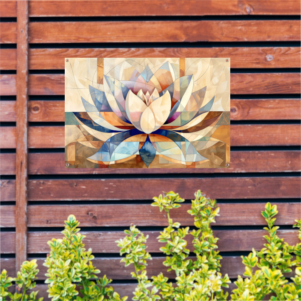 Abstracte Geometrische Lotus in Kleur tuinposter