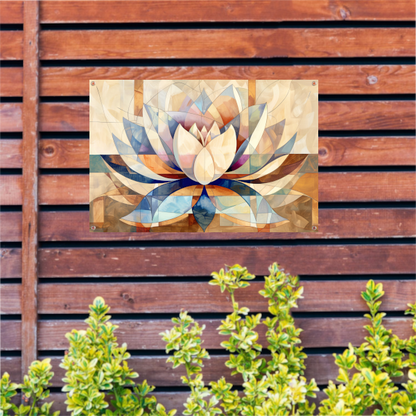 Abstracte Geometrische Lotus in Kleur tuinposter