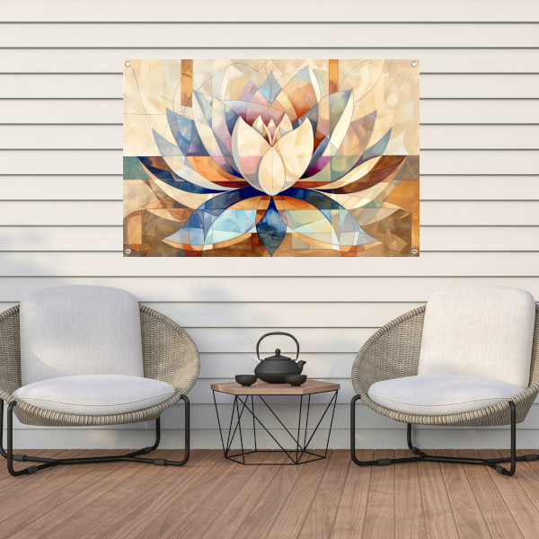 Abstracte Geometrische Lotus in Kleur tuinposter