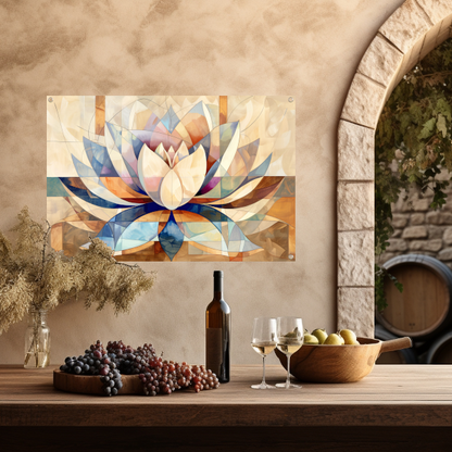 Abstracte Geometrische Lotus in Kleur tuinposter