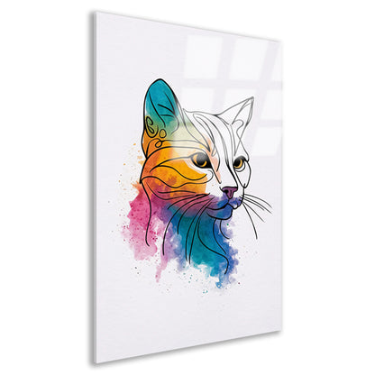 Kleurrijke aquarel kat in moderne stijl acrylglas